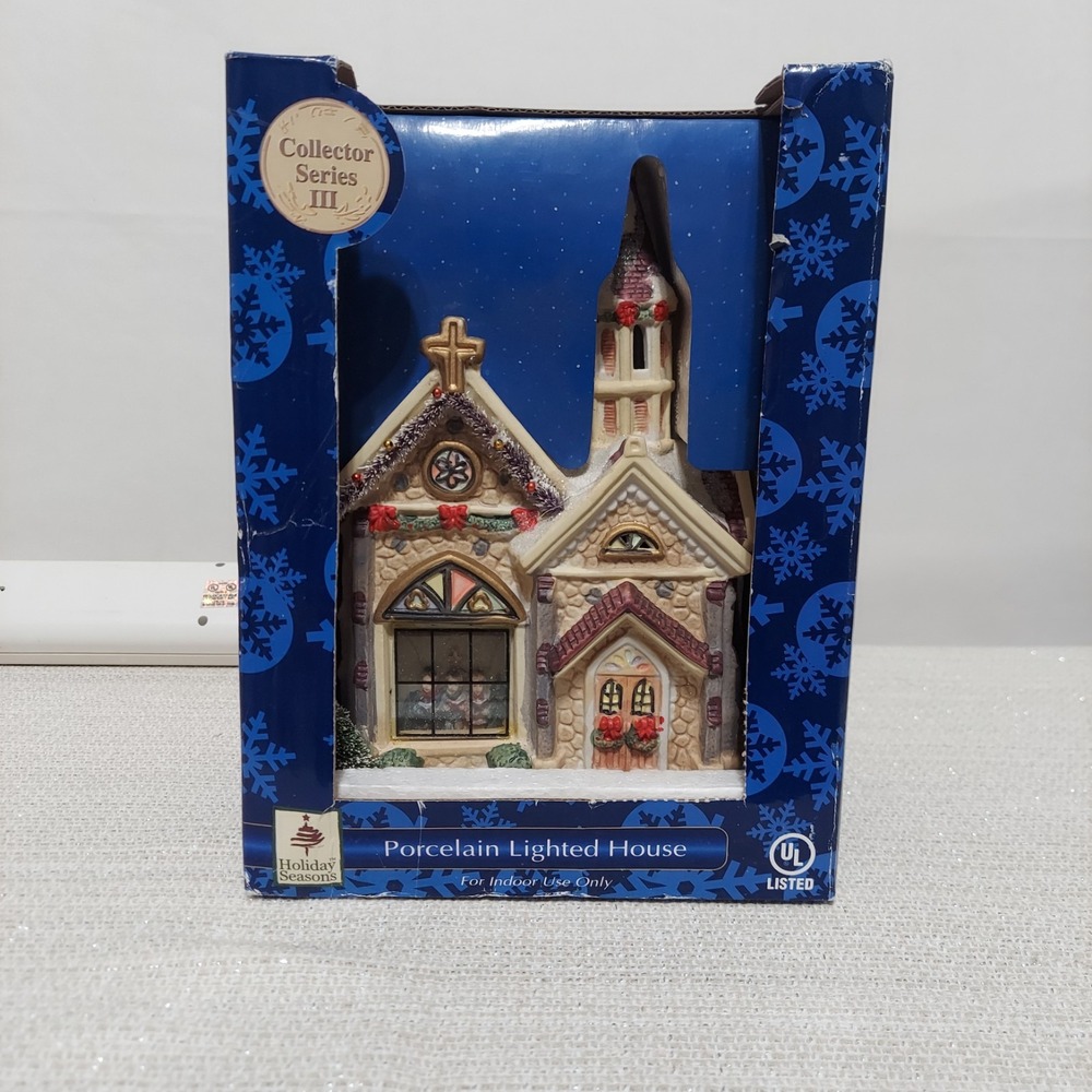 Vtg Victoria Falls Christmas Village Lighted Church, Choir, Cord Excellent Cond.